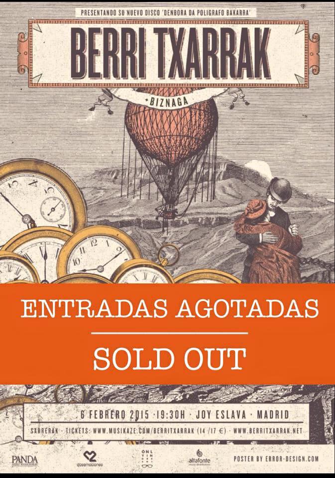 ENTRADES ESGOTADES A MADRID (Joy Eslava, 6 Feb 2015)